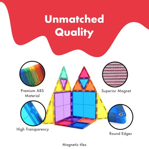 Image of SNAPTRON Magnetic Blocks for Kids Tiles -40 Pieces Set Gifts for Girls, Boys, Magnetic Blocks for Kids 3+ Years, 4 5 6 7 8 9 10 / Constructing & Learning Builder Educational Magnetiles Game