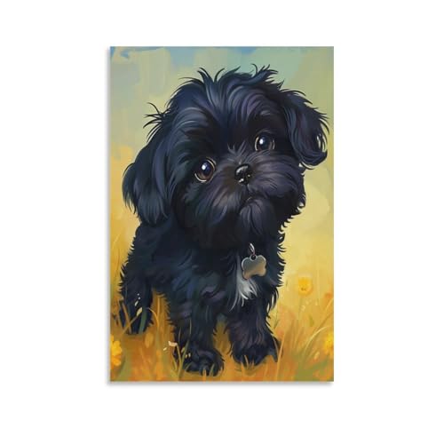 Tableau chien Bichon décoration murale salon et chambre 50x75 cm