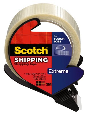 Scotch 8959-RD 1.88" x 21.8 Yard Extreme Shipping Strapping Tape - Quantity 16