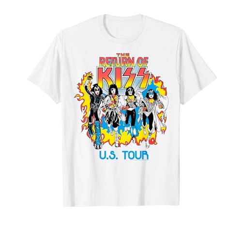 Image of KISS - Return of KISS Black & White T-Shirt, Men, White, Large