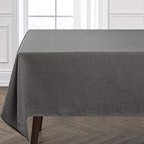 Faux Linen Tablecloth, Wrinkle Free Soft Table Cloth, Flax Linen Tablecloth for Kitchen Dining Room Party Decoration, Tablecloth Rectangle 56 x 120 inch, Grey