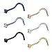 Ruifan 6PCS 18G Surgical Steel Mix Color Diamond CZ Nose Stud Rings Screw Piercing Jewelry 2mm
