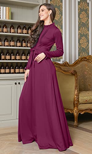 Image of KOH KOH Womens Long Sleeve Elegant Pockets Fall Winter Evening Maxi Dress