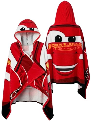 Disney Cars Boys Towel Lightning McQueen Swimming Towels for Kids Wearable Bath Towels Wrap Beach Towel Red One Size