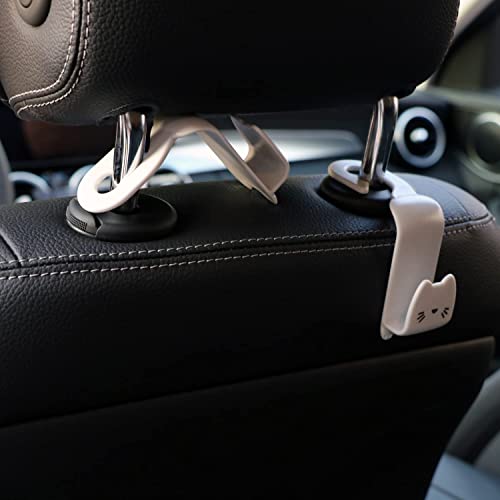 MaPctSy Cute Cat Hooks Cartoon Hanger Vehicle Storage Organizer for Purses and Bags - Universal Car Back Seat Headrest Hook 2pcs