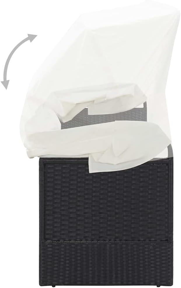 Close-up of the INLIFE Garden Sofa's sun canopy adjustment mechanism, showing the pivot point for folding.