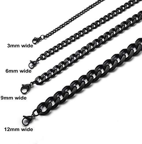 RWQIAN Cubana Pantserketting voor heren, 3 mm-9 mm, roestvrij staal