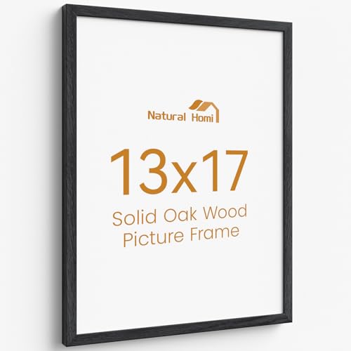 Image of 13x17 Picture Frame Oak Wood,13 inchx17 inchBlack Color Wooden Frames with Tempered Glass,17x13 inch Wall Gallery Poster Frame with No Mat,13 by 17 Frames Horizontal and Vertical for Wall Mounting