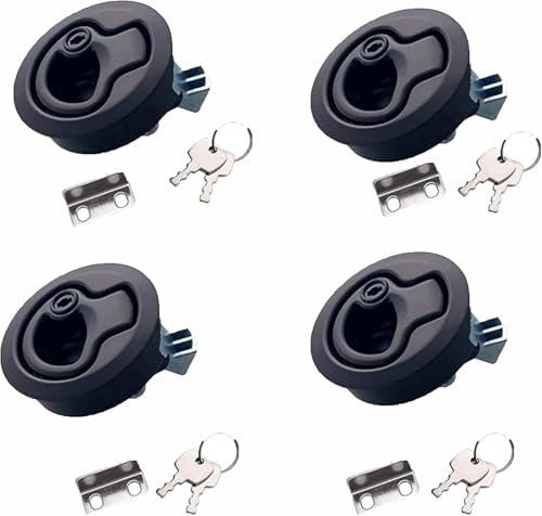 4Pack 2" Boat Flush Pull Hatch Latch, Stainless Steel Slam Latch Lock for RV Trailer Door Locks (Black) (4)