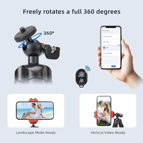 Portable & Flexible Phone Tripod with Wireless Remote & Adjustable Clip – Compact Cell Phone Tripod Stand for Video Recording, Vlogging, and Live Streaming (Black) by ZSSHYZK - Used condition - Image 7