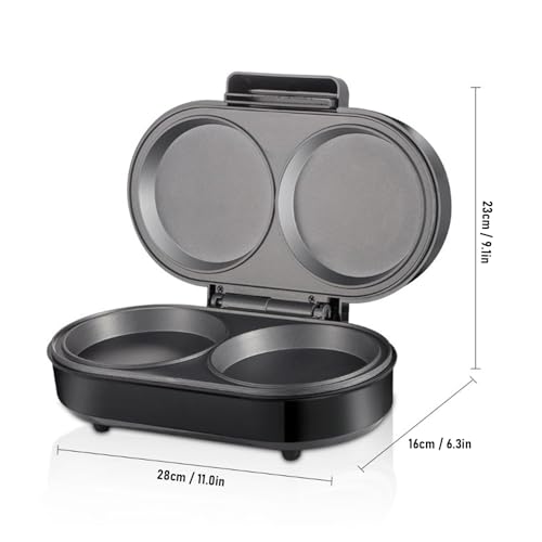 TOPINCN Electric Round Griddle Pancake Maker, Non Stick Double Mini Grill Breakfast Kitchenware Baking Tools Cake Round Pan for Breakfast Lunch Snacks (110V US Plug)