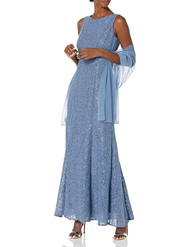 Image of Alex Evenings Women's Long Sleeveless Mother of the Bride Dress with Shawl (Petite and Regular Sizes)