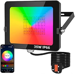35W RGB LED Flood Light,Totofac Bluetooth APP Control Dimmable Color Changing Floodlight,IP65 Waterproof Outdoor Landscape Lights,Timer & Music Sync & 16 Million Colors