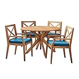 Christopher Knight Home Jordan Outdoor 5 Piece Acacia Wood Dining Set, Teak...