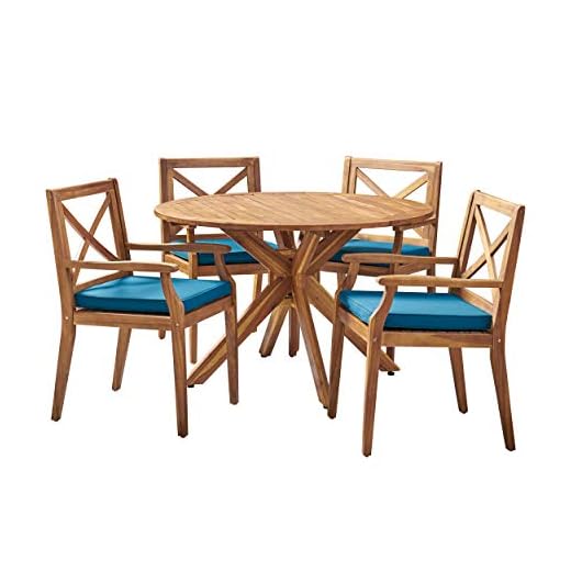 Outdoor 5 Piece Acacia Wood Dining Set