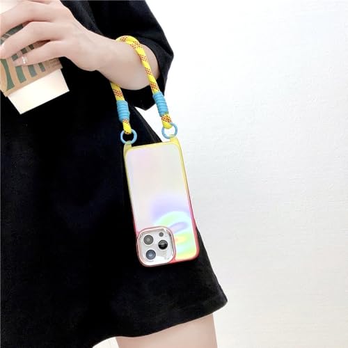 Coque antichoc iPhone 12 évite les chutes étui lanière acrylique jaune - 2