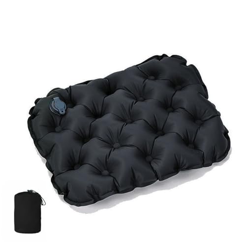 Fengzel Outdoor 空気入れタイプ 座布団 30*40*7cm 防水 断熱 アウトドア 登山 遠足 70g超軽量 コンパクト クッション ハニカム構造 TPU エアーマット (ブラック)