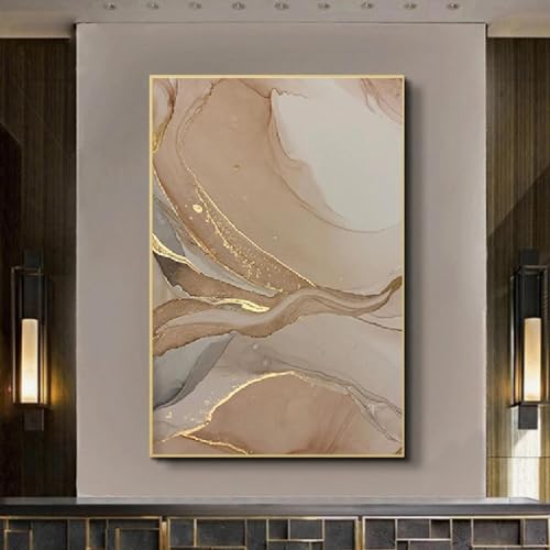 Peinture murale beige et rose en triptyque de toiles abstraites pour maison