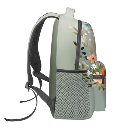 Cute Fox Backpack,Woodland Animal Polyester Backpacks,Lightweight Double Shoulder Back Pack for Kids Teens,Adorable Floral Bookbag,School Bag Gifts,Casual Travel Daypack Book Packs3