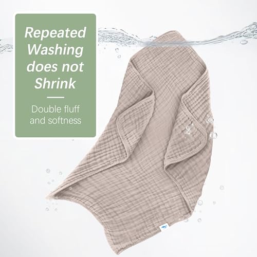 Image of SWEET DOLPHIN Muslin Baby Bath Towels Blanket - 2 Pack 100% Cotton Towel for Babies, Infants, Toddlers - 40x40Inch - Highly Absorbent, Light Bean Paste