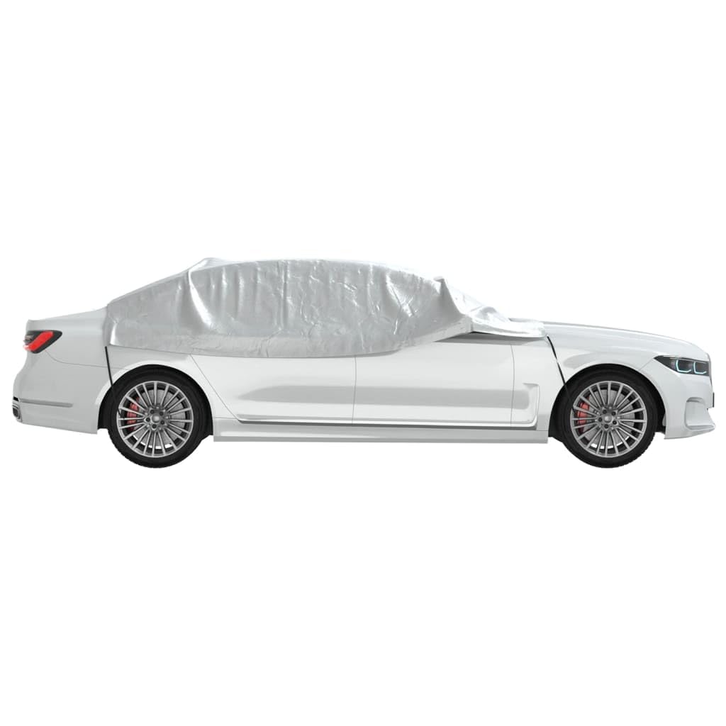 vidaXL Half Car Cover with Hooks Silver L PEVA — view 5
