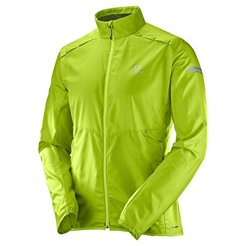 Salomon Hombre Chaqueta cortaviento Agile, Mezcla de sintéticos, Verde lima, S