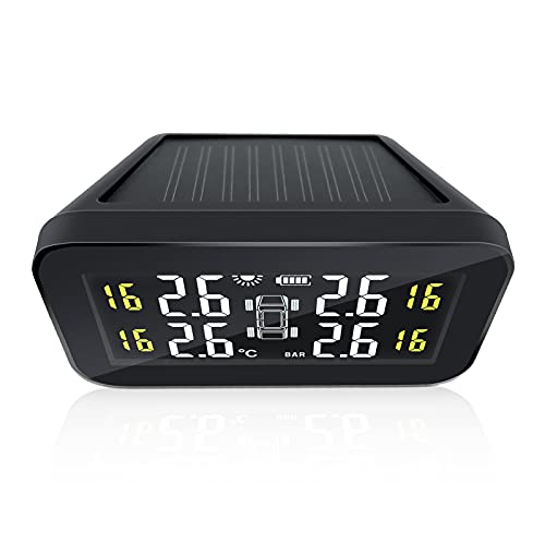 mewmewcat Sistema de monitoramento de pressão de pneus sem fio solar TPMS para carro Monitor HD Digi