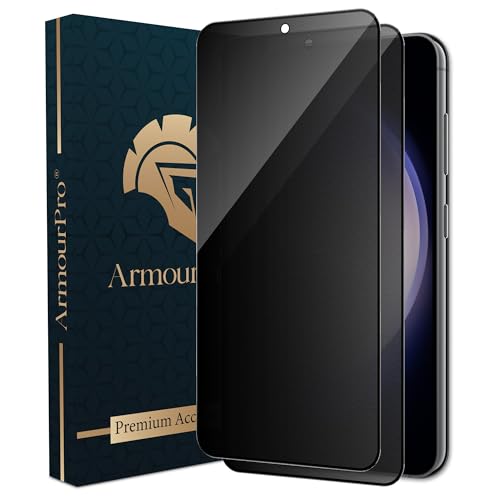 Image of ArmourPro Anti-Spy Matte Privacy Tempered Glass for Samsung Galaxy S23 and S22 with Edge to Edge Protector Coverage and Easy Installation kit | Black, Pack of 2
