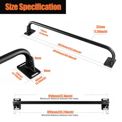 Image of Wall Mounted Pull Up Bar, Carbon Steel Doorway Chin Up Bar for Home Gym | Reinforced plate supports fit joists and studs, creating a stable space-saving upper-body strength training station.
