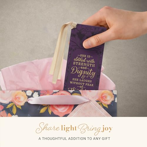 Image of Christian Art Gifts Premium Faux Leather Bookmark: Strength & Dignity