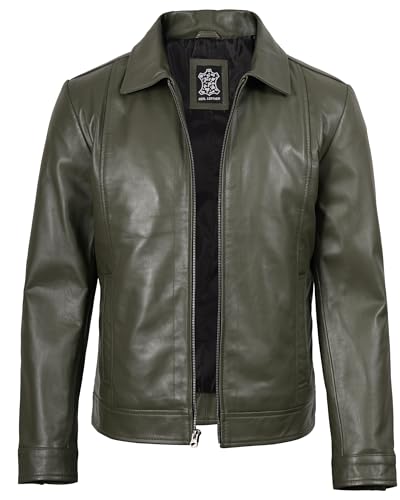Image of fjackets Men's Real Lambskin Leather Jacket - Shirt-Collar Moto Biker Style Year-Round Wear