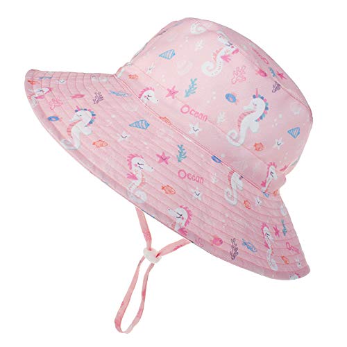 Happy Cherry Baby Sun Hat 50+ UPF Wide Brim Beach Bucket Hat Kids Boys Girls Summer Breathable Fisherman's Hat