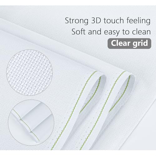 Image of MYFAMIREA Cross Stitch Aida Fabric 11 Count, 59 by 39 Inch Large Size, Classic Reserve Cross Stitch Aida Cloth for Home DIY Embroidery Decoration
