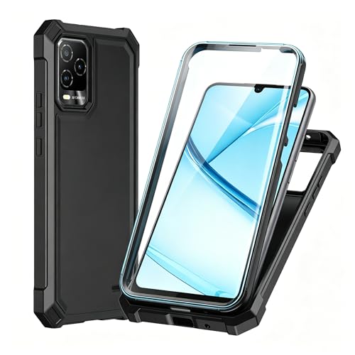 Lozeguyc for BLU View 5 Pro B170D Case with Screen Protector Full Body Protection Front PC Back Soft Silicone Bumper Heavy Duty Protection Shockproof Phone Case for BLU View 5 Pro Black