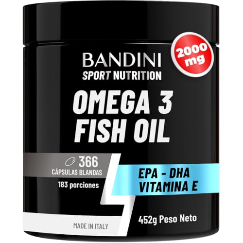 Bandini® OMEGA 3 2000mg Aceite de Pescado | 366 Perlas - 6 meses - 600mg triglicéridos bioactivos...