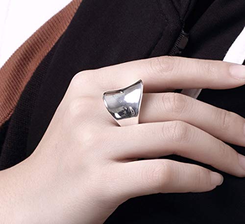 Cutesmile Fashion Jewelry 925 Sterling Silver Cool Plain 22MM Wide Front Design Band Ring (9)