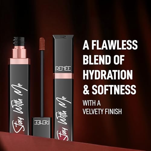 Image of RENEE Stay With Me Matte Transferproof Liquid Lipstick- Creme Of Caramel | Waterproof & Smudge-proof | Bold Pigment, Lightweight & Long-lasting | With Hyaluronic Acid & Vitamin E | 6 ml