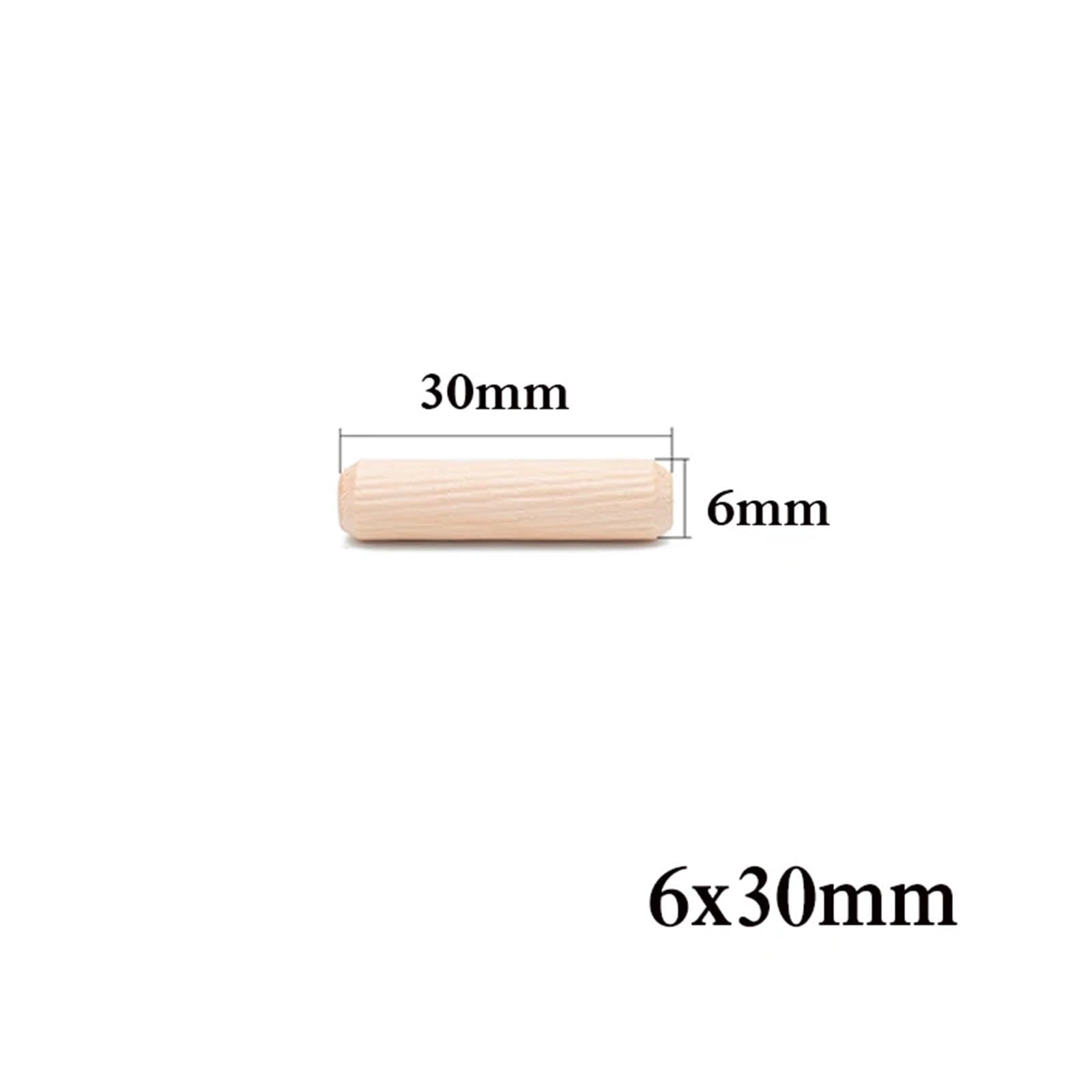 Holzdübel, Holzdübelstifte, 1000-teiliges Holzdübelstangen-Set for Möbel, Schränke, Schubladen, rund, geriffeltes Holz, DIY-Handwerk(6x30mm)