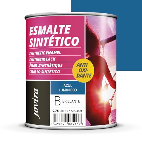 JOVIRA PINTURAS Esmalte Sintético Antioxidante. Esmalte directo sobre oxido. Para la protección y decoración de superficies de madera, hierro y acero. Brillante (750 Mililitros, Azul Luminoso)