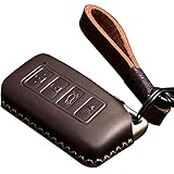 Genuine Leather Keyless Remote Fob Case Car Cover for LEXUS ES250 ES350 ES300H GS350 GS450 NX300 ES300H -4-Buttons (Brown)