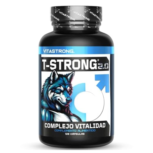 Vitastrong Vitality Complex - 120 cápsulas T-Strong 2.0 con arginina, cordyceps, taurina, maca, fenogreco, ginseng, ginkgo, zinc, vitamina B6 - Energía, bienestar masculino y apoyo al rendimiento