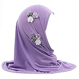 Muslim Hijab Head Scarf Ice Silk Headwear Floral Kids Amira Hijab Islamic Head Wrap for Age 2-6 Year