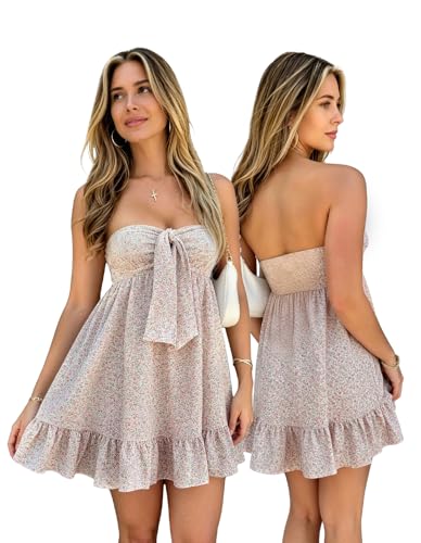 Image of EG CHRIS G Summer Dresses for Women Strapless Tube Top Mini Dresses Beach Boho Sundress 2025