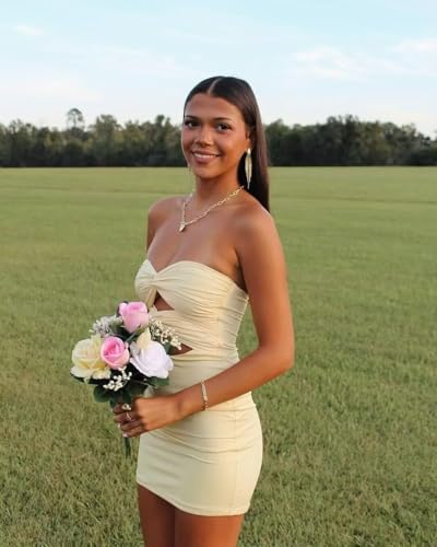 Dessiny Strapless Saitn Homecoming Dresses for Teens 2025 Tight Mermaid Graduation Ccoktail Dress DE5622