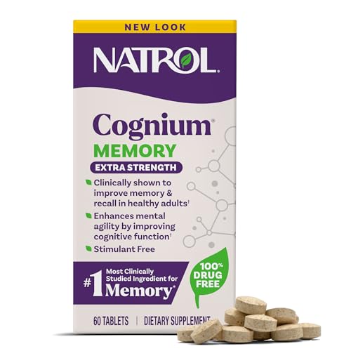 Natrol Cognium Memory Extra Strength, Brain Health Supplements for Adults, Brain Memory Supplements,...