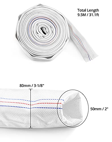 QWORK Backwash Hose, 2" ID x 30 FT Flexible Discharge Fire Hose, Lightweight Polyester Flat Water Pump for Outdoor Lawn Garden Park Car Cleaning Pool by QWORK - Image 12