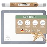 Backefix Silikon Backmatte 50×40 cm Grau – wiederverwendbare 2in1 Ausrollmatte und Teigunterlage zum Kneten, Formen und Teigarbeiten, Backen, antihaftend, spülmaschinenfest und frei von BPA & PFAS