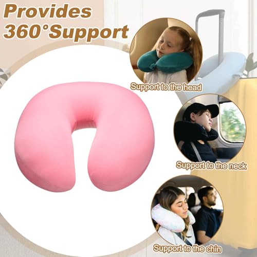 Almohada de viaje en forma de U 28 cm rosa miniatura 5