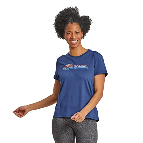 T-shirt de sport pour femme vêtement fitness respirant Ocean Sunrise rétro bleu S