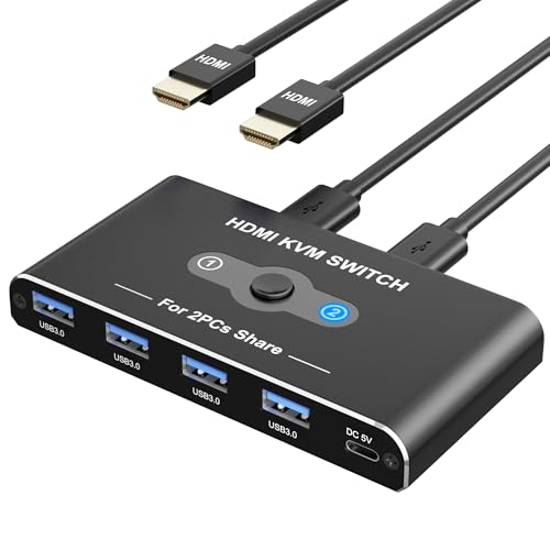 Sélecteur USB-A 3.0 et commutateur KVM HDMI 4K pour imprimante et clavier de 2 PC